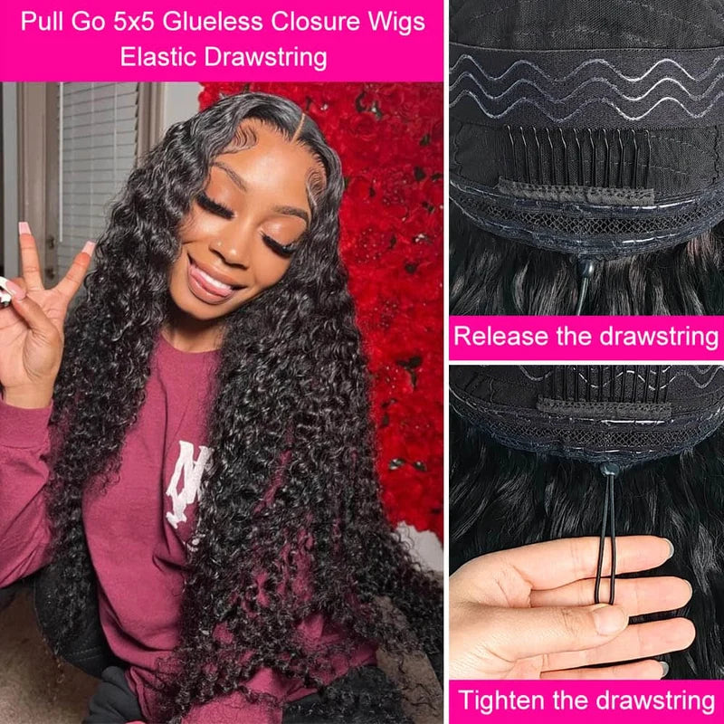 Deep Wave Human Hair Wig – 5x5 Lace Closure